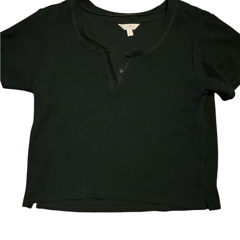 Secret Treasures Black Ribbed Top